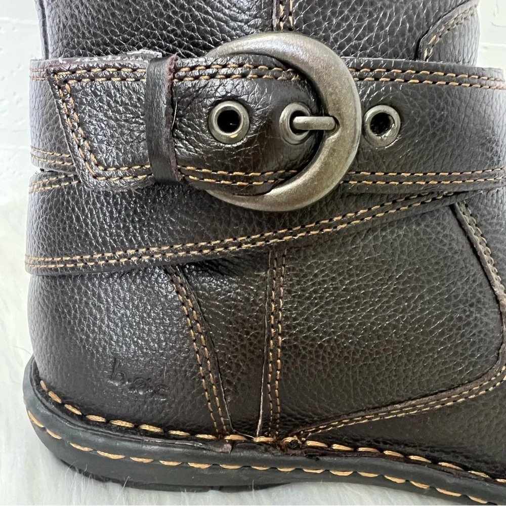 B O C Born Brown Leather Zip Up Granola Girl Boho Knee High Riding Boots 6.5